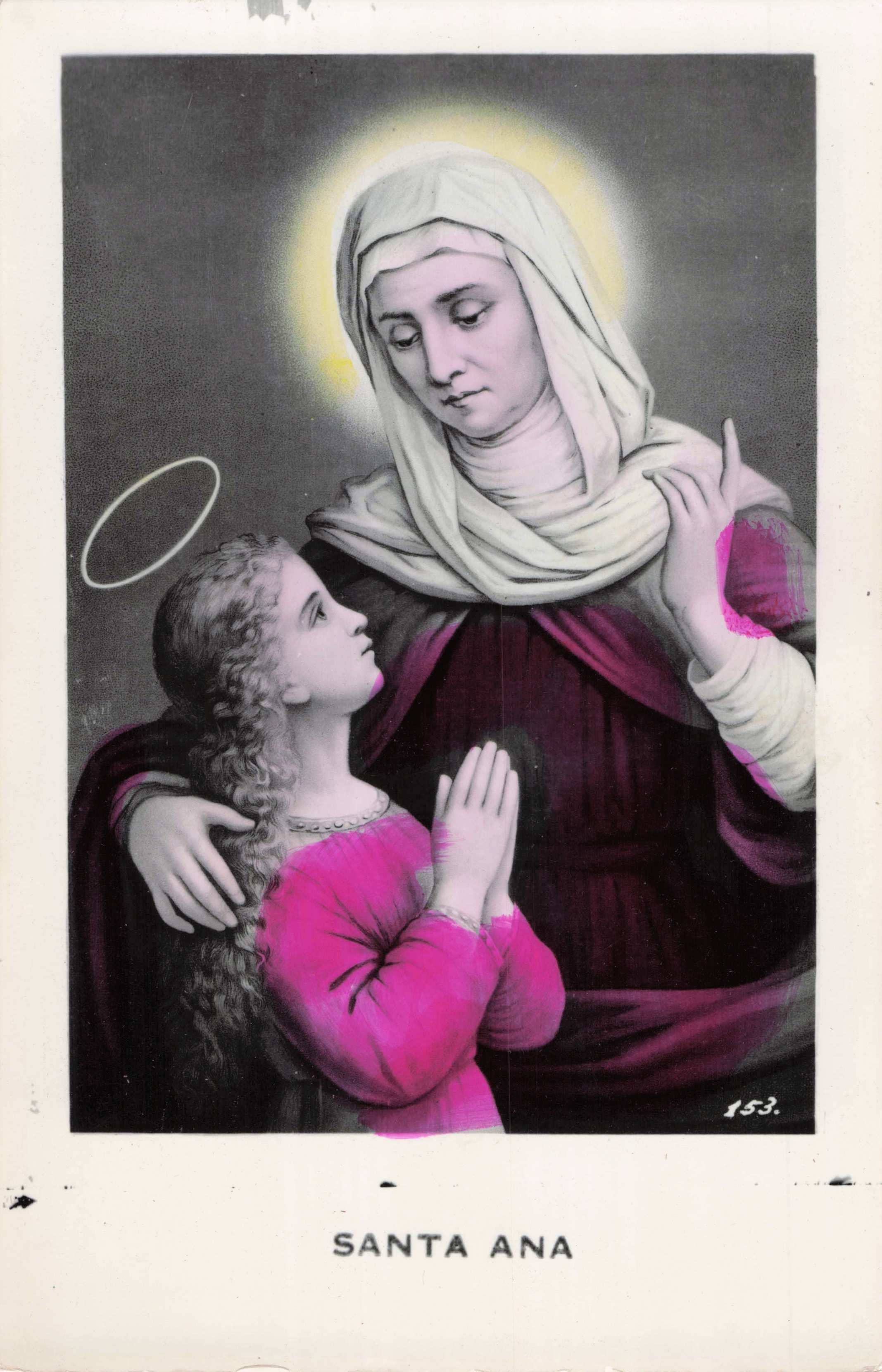 Illustration of a woman and child with a halo, labeled 'Santa Ana'.