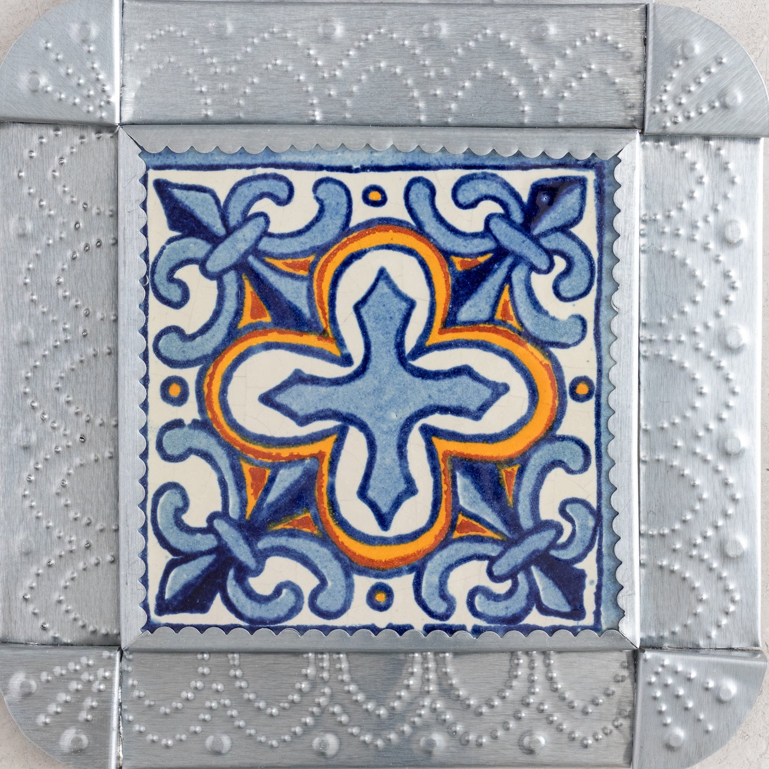 Blue Quatrefoil – Framed Talavera Tile - Homekeep Studio