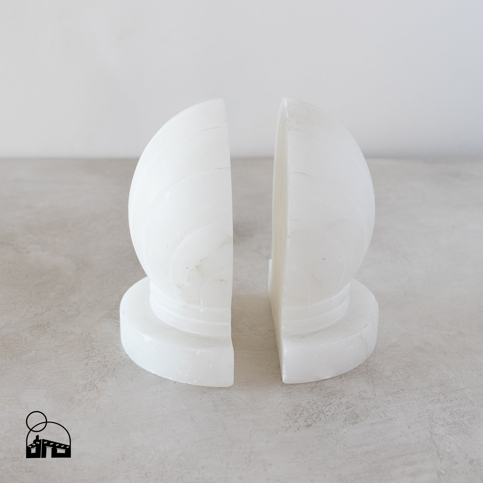 Handcarved White Stone Bookends - Homekeep Studio
