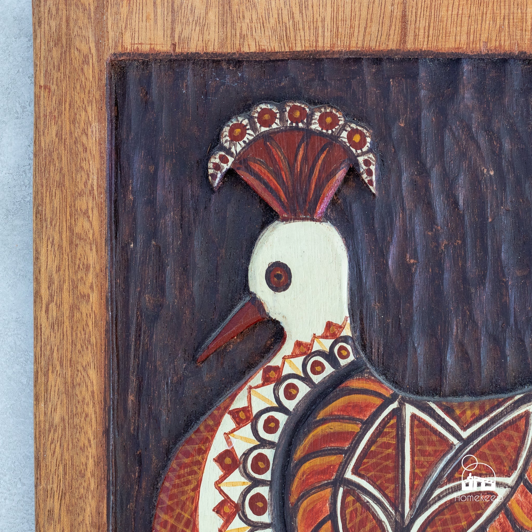 Handmade Painted Peahen Decorative Plaque - Homekeep Studio