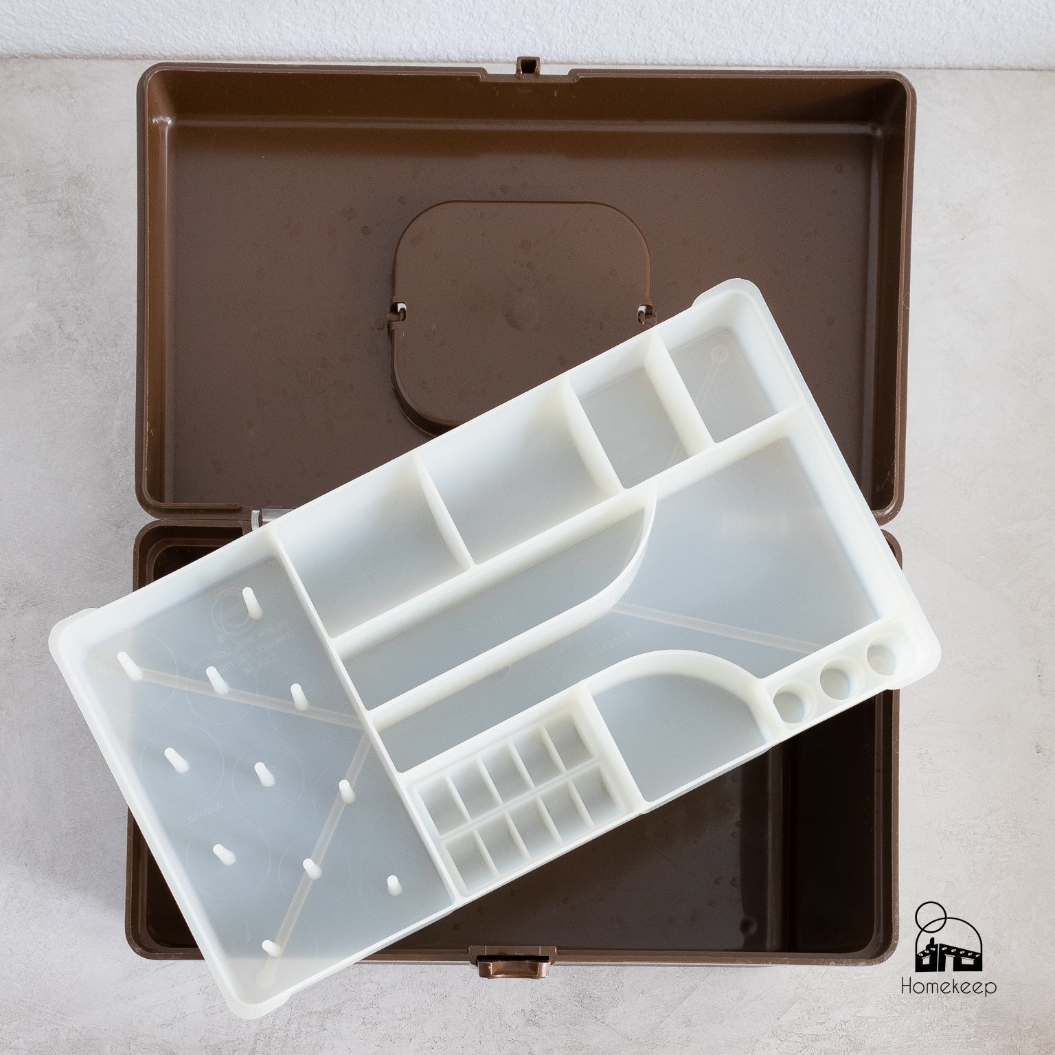Vintage Wilson Wil - Hold Brown Plastic Sewing Box with Tray - Homekeep Studio